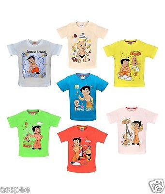 Chhota Bheem Printed Round Neck Cotton T-Shirt for Baby Boy and Girl Pack of 7