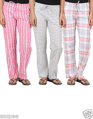 Antshrike Pack of 3 Cotton Woven Women Pyjama Nightwear Pant