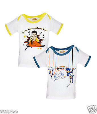 Chhota Bheem Printed Round Neck Cotton T-Shirt for Baby Boy and Girl - Pack of 2