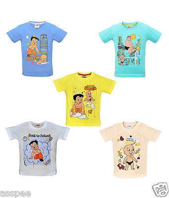 Chhota Bheem Printed Round Neck Cotton T-Shirt for Baby Boy and Girl Pack of 5