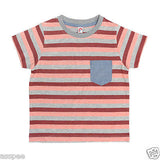 Orange and Orchid Cotton Striped Pocket Kids T-shirt Pack of 3