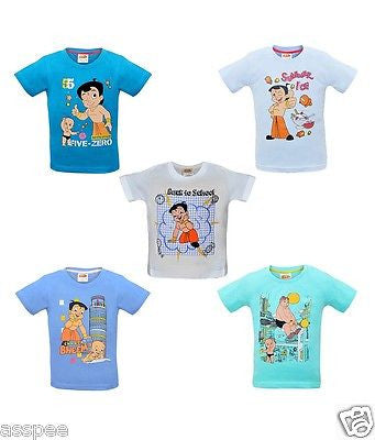 Chhota Bheem Printed Round Neck Cotton T-Shirt for Baby Boy and Girl Pack of 5