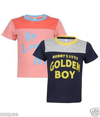 Luke and Lilly Boys Printed Round Neck Cotton Half Sleeve T-Shirt Pack of 2