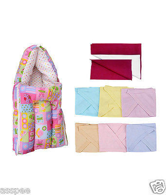 Orange and Orchid Baby Sleeping Bag With Red Color Dry Sheet & Nappy color