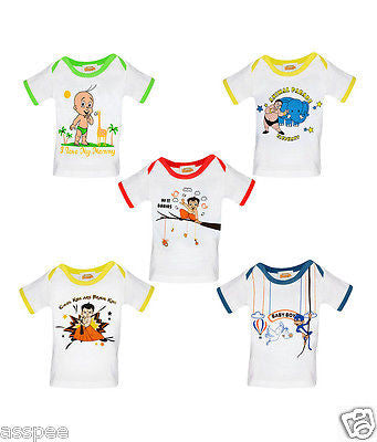 Chhota Bheem Printed Round Neck Cotton T-Shirt for Baby Boy and Girl - Pack of 5