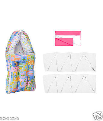 Orange and Orchid Baby Sleeping Bag With  Pink Color Dry Sheet & Nappy White