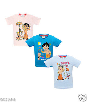 Chhota Bheem Printed Round Neck Cotton T-Shirt for Baby Boy and Girl Pack of 3