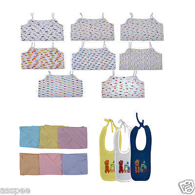 MYKID Combo Gift Set of Baby Jabla Nappies and Bibs for Just Born