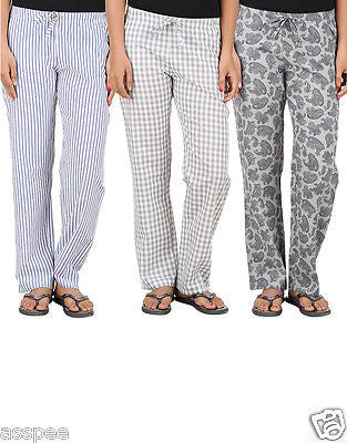 Antshrike Pack of 3 Cotton Woven Women Pyjama Nightwear Pant