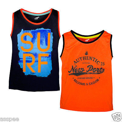 Antshrike Boys Printed Round Neck Cotton Sleeveless T-Shirt Pack of 2