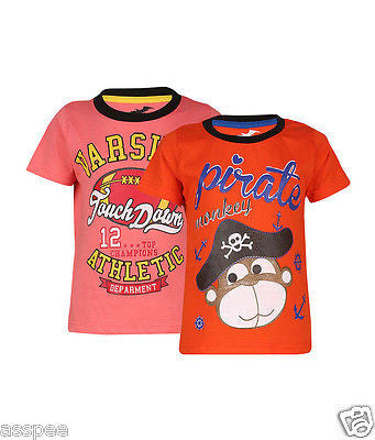 Antshrike Boys Printed Round Neck Cotton Half Sleeve T-Shirt Pack of 2