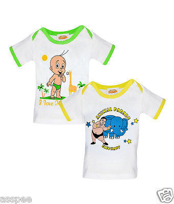 Chhota Bheem Printed Round Neck Cotton T-Shirt for Baby Boy and Girl - Pack of 2