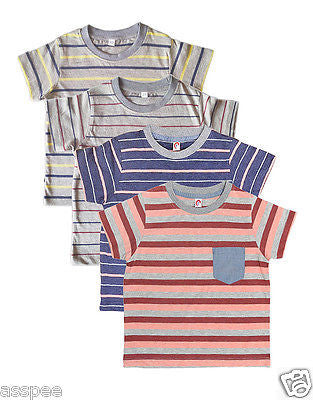 Orange and Orchid Striped Cotton  Kids T-Shirt Pack of 4