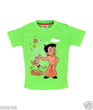 Chhota Bheem with Raju Printed Round Neck Cotton Green T-Shirt for Baby Boy
