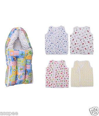 Orange and Orchid Baby Sleeping Bag With Multicolour Cotton Jabla  Pack of 4