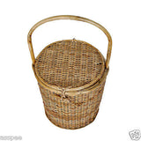 Luke and Lilly Bamboo Cane Travel Carry Basket With Handle and Lock
