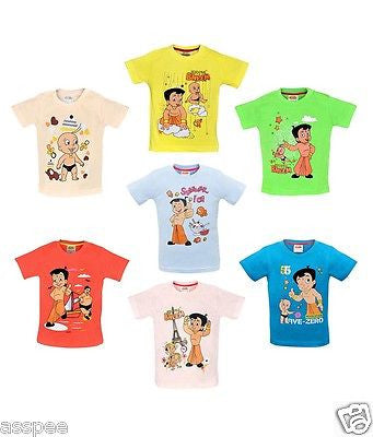 Chhota Bheem Printed Round Neck Cotton T-Shirt for Baby Boy and Girl Pack of 7