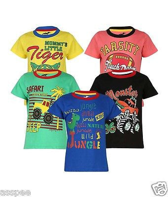 Antshrike Boys Printed Round Neck Cotton Half Sleeve T-Shirt Pack of 5