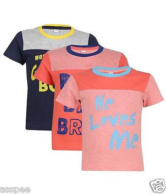 Luke and Lilly Boys Printed Round Neck Cotton Half Sleeve T-Shirt Pack of 3
