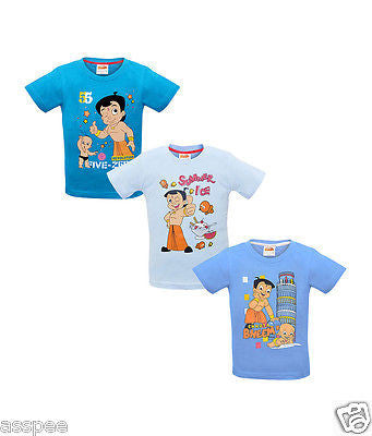 Chhota Bheem Printed Round Neck Cotton T-Shirt for Baby Boy and Girl Pack of 3