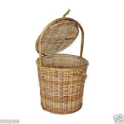 Luke and Lilly Bamboo Cane Travel Carry Basket With Handle and Lock