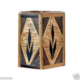 Luke and Lilly Bamboo Carved Leaf Design Hexagonal Shape Hanging Lamp