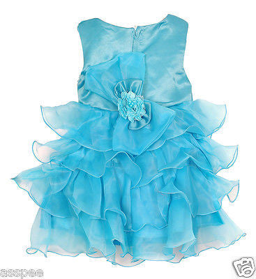 Luke and Lilly  kids  Party wear Designer Princess Girls Frock - Sky Blue