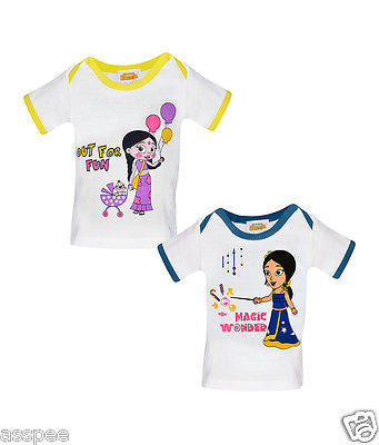 Chhota Bheem Printed Round Neck Cotton T-Shirt for Baby Boy and Girl - Pack of 2