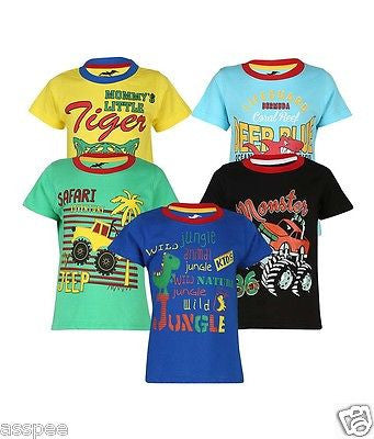 Antshrike Boys Printed Round Neck Cotton Half Sleeve T-Shirt Pack of 5