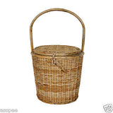 Luke and Lilly Bamboo Cane Travel Carry Basket With Handle and Lock