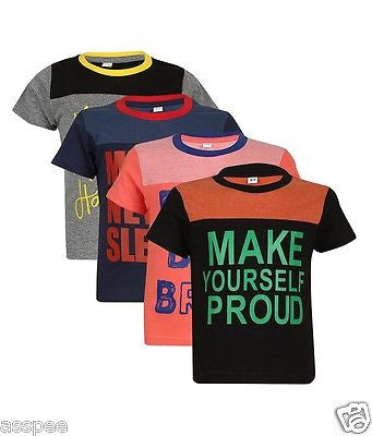 Luke and Lilly Boys Printed Round Neck Cotton Half Sleeve T-Shirt Pack of 4