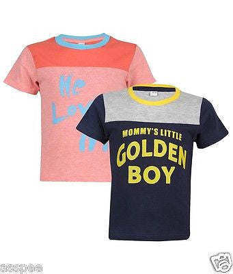 Luke and Lilly Boys Printed Round Neck Cotton Half Sleeve T-Shirt Pack of 2