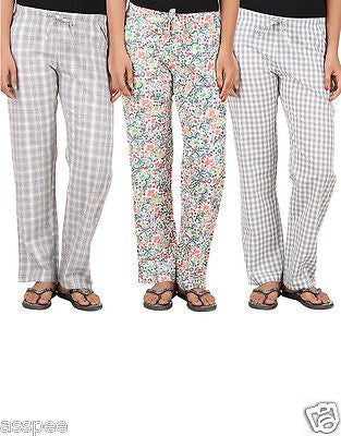 Antshrike Pack of 3 Cotton Woven Women Pyjama Nightwear Pant