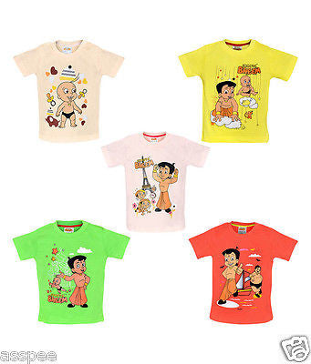 Chhota Bheem Printed Round Neck Cotton T-Shirt for Baby Boy and Girl Pack of 5
