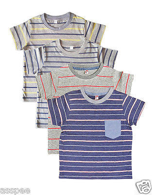 Orange and Orchid Striped Cotton  Kids T-Shirt Pack of 4