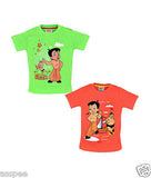 Chhota Bheem Printed Round Neck Cotton T-Shirt for Baby Boy and Girl Pack of 2