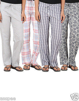Antshrike Pack of 4 Cotton Woven Women Pyjama Nightwear Pant