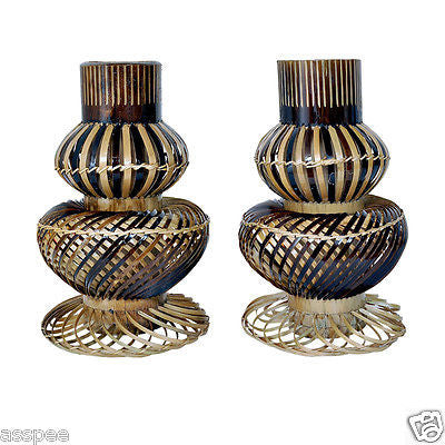 Luke and Lilly Bamboo Craft Candle Holder and Flower Vase 2in1