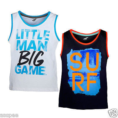 Antshrike Boys Printed Round Neck Cotton Sleeveless T-Shirt Pack of 2