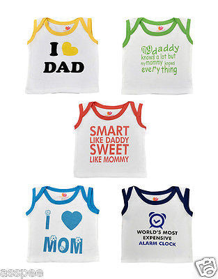 Orange and Orchid Sleeve Less Baby Boy T-shirt - Pack of 5