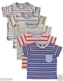 Orange and Orchid Striped Cotton  Kids T-Shirt Pack of 4