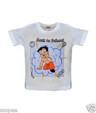 Chhota Bheem Printed Round Neck Cotton White T-Shirt for Baby Boy and Girl