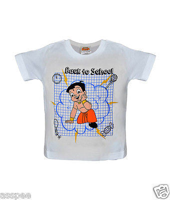 Chhota Bheem Printed Round Neck Cotton White T-Shirt for Baby Boy