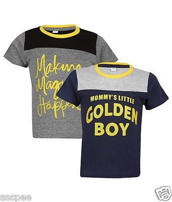 Luke and Lilly Boys Printed Round Neck Cotton Half Sleeve T-Shirt Pack of 2