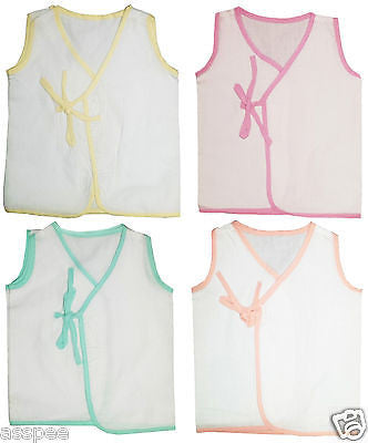 MYKID Printed Front Knot Baby Jhabla  Pack of 4 - White