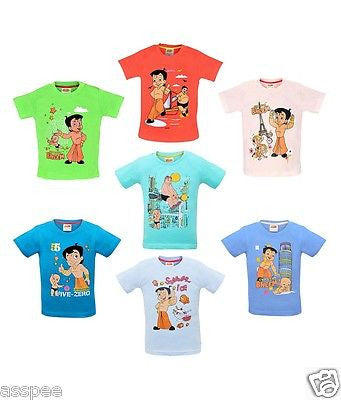 Chhota Bheem Printed Round Neck Cotton T-Shirt for Baby Boy and Girl Pack of 7
