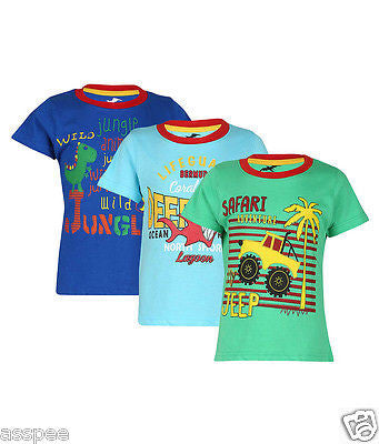 Antshrike Boys Printed Round Neck Cotton Half Sleeve T-Shirt Pack of 3