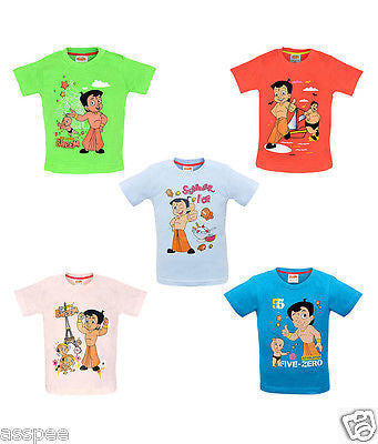 Chhota Bheem Printed Round Neck Cotton T-Shirt for Baby Boy and Girl Pack of 5
