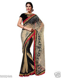 Orange and Orchid Georgette & Net Beige & Black colour saree