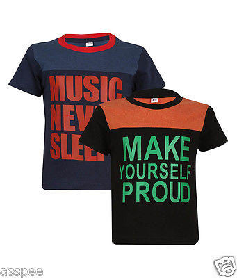 Luke and Lilly Boys Printed Round Neck Cotton Half Sleeve T-Shirt Pack of 2